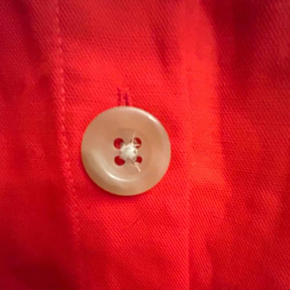 Nwt ANN TAYLOR red cotton/linen blend V-neck coat dress (12) - Picture 5 of 8